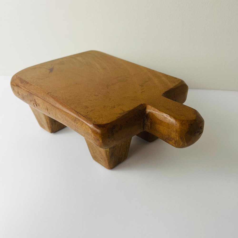 Pottery Barn Rustic Hand Carved Blonde Mango Wood Paddle Pedestal, Rustic Décor